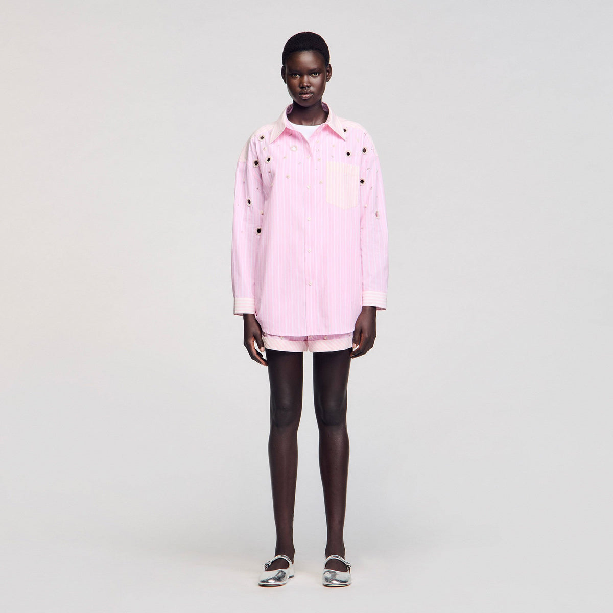 Striped rhinestone shirt | Sandro