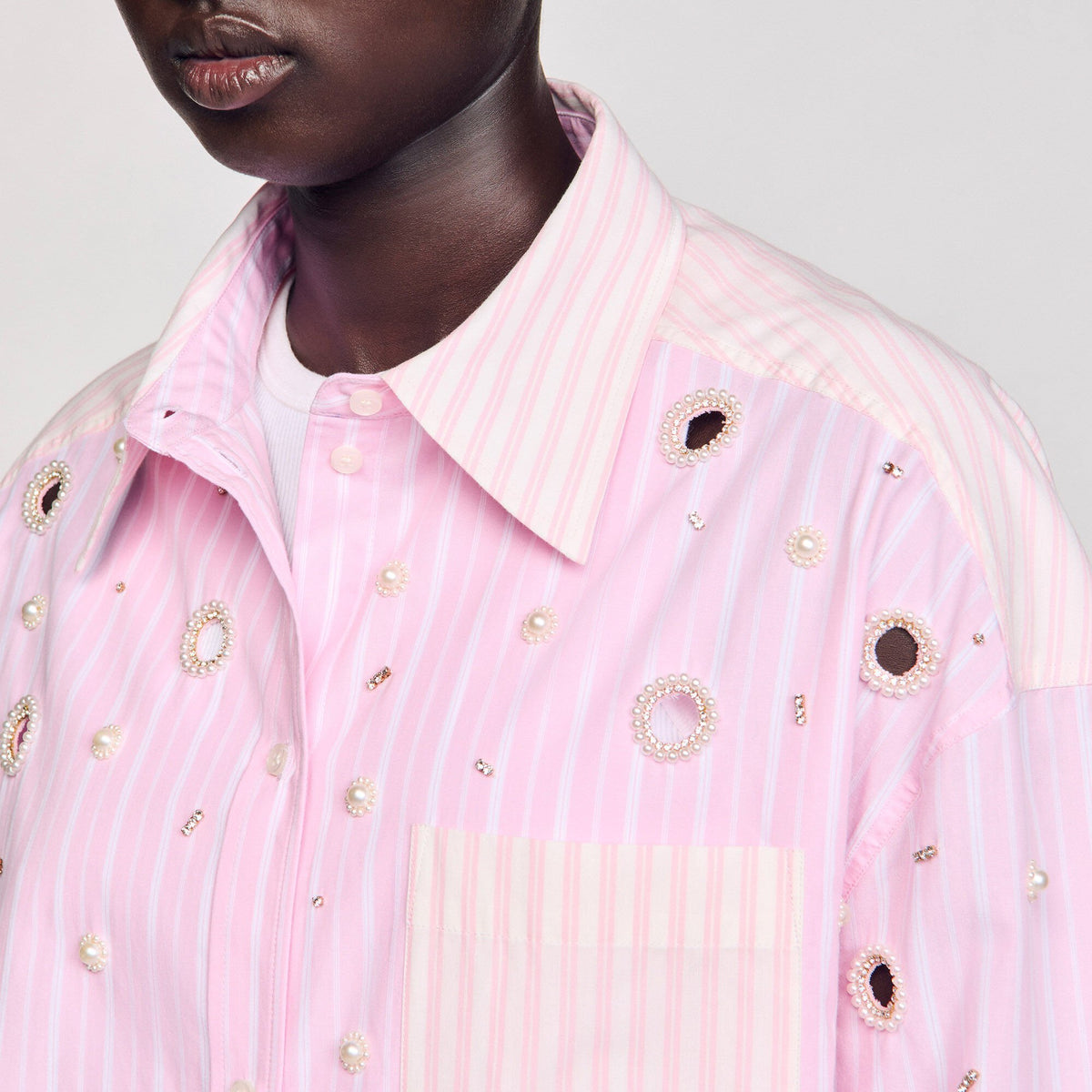 Striped rhinestone shirt | Sandro