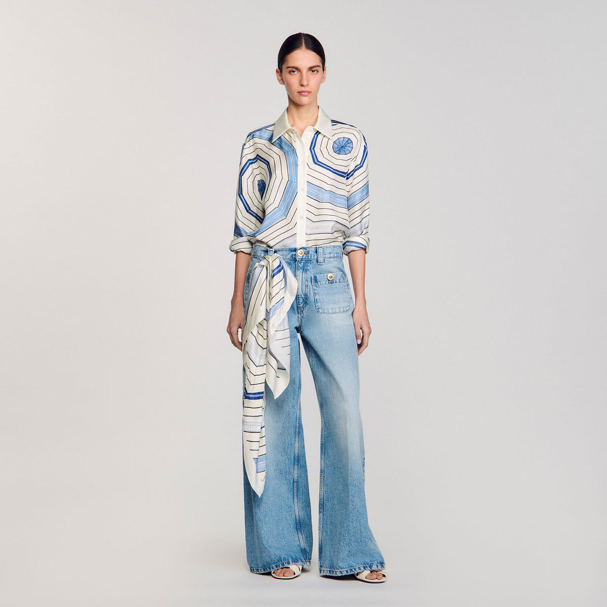Spiral-motif long sleeve shirt | Sandro
