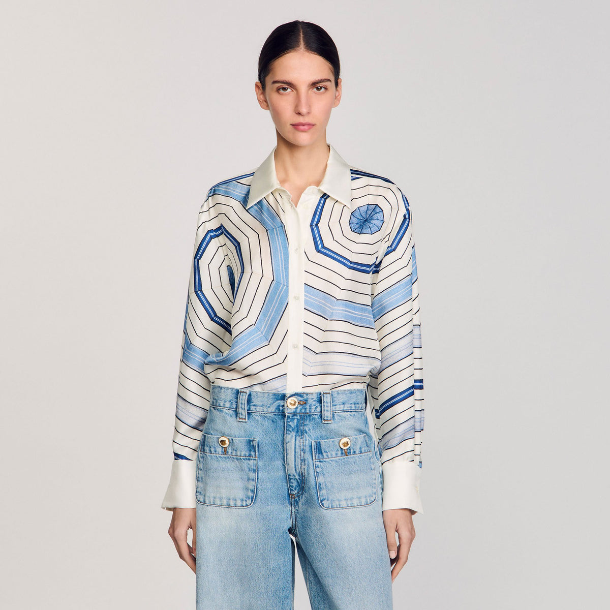 Spiral-motif long sleeve shirt | Sandro