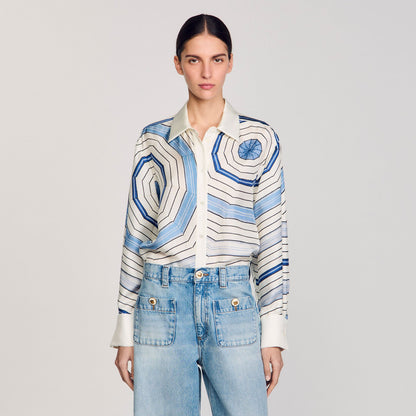 Spiral-motif long sleeve shirt | Sandro