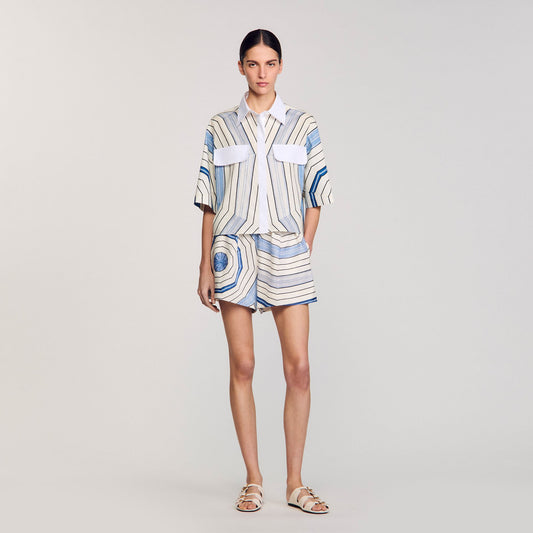 Spiral-motif silk shirt | Sandro