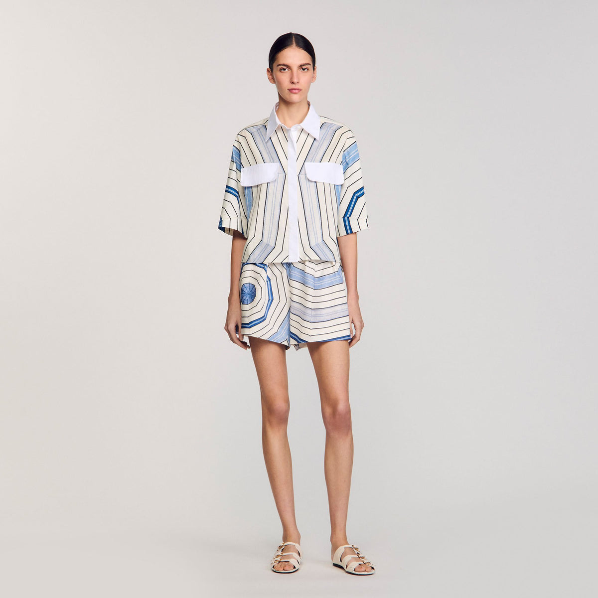 Spiral-motif silk shirt | Sandro