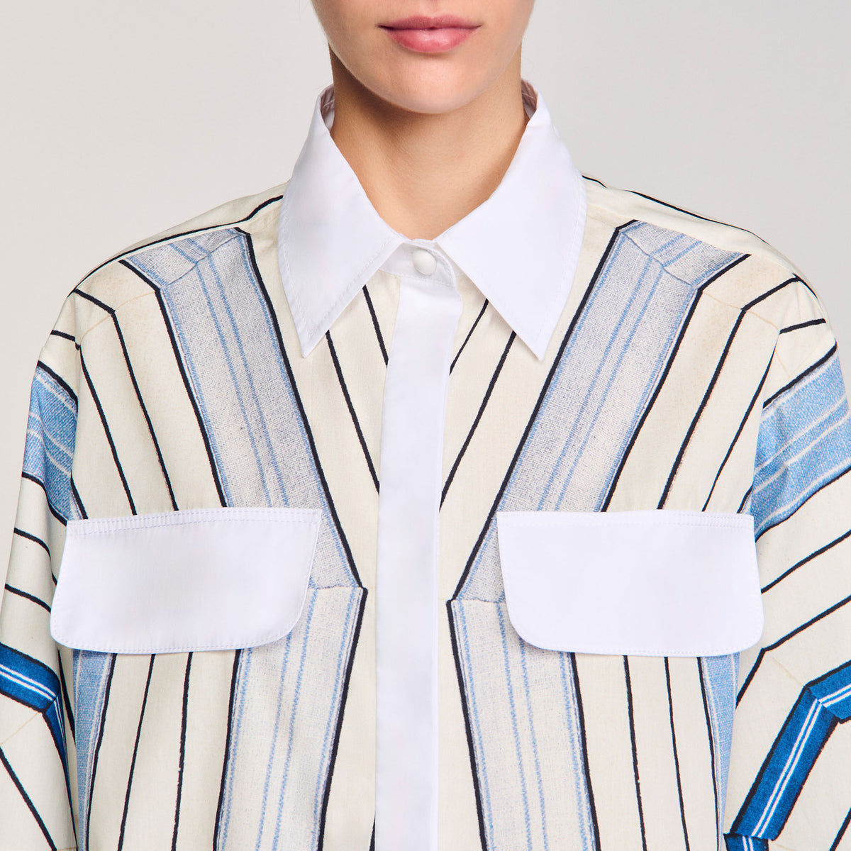 Spiral-motif silk shirt | Sandro