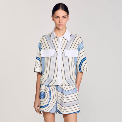 Spiral-motif silk shirt | Sandro