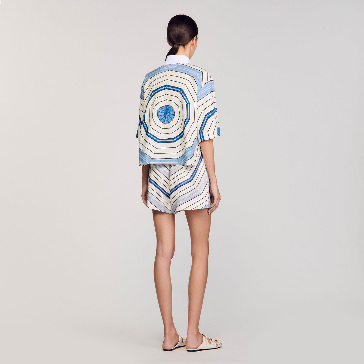 Spiral-motif silk shirt | Sandro