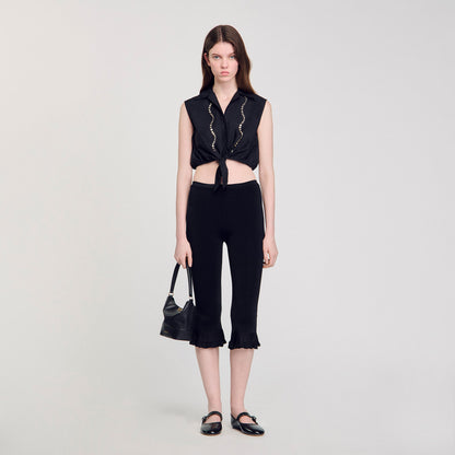 Rhinestone cropped shirt | Sandro