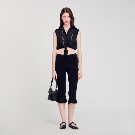 Rhinestone cropped shirt | Sandro
