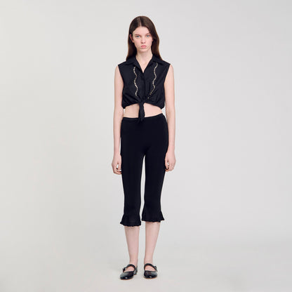 Rhinestone cropped shirt | Sandro