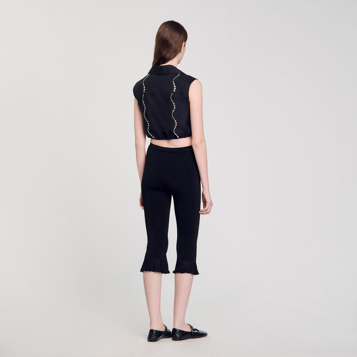Rhinestone cropped shirt | Sandro