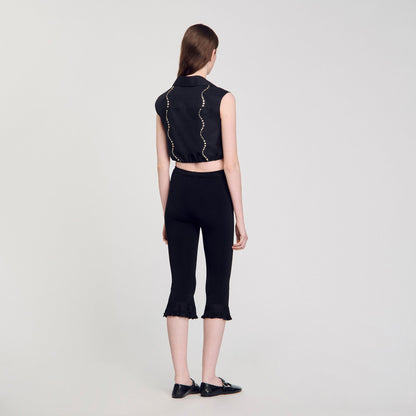 Rhinestone cropped shirt | Sandro