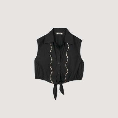 Rhinestone cropped shirt | Sandro