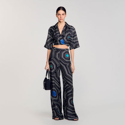 Spiral-motif silk shirt | Sandro