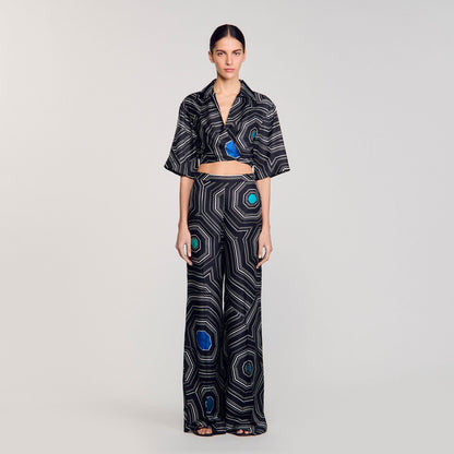 Spiral-motif silk shirt | Sandro
