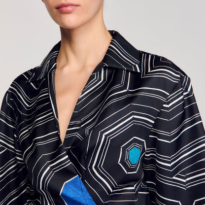 Spiral-motif silk shirt | Sandro