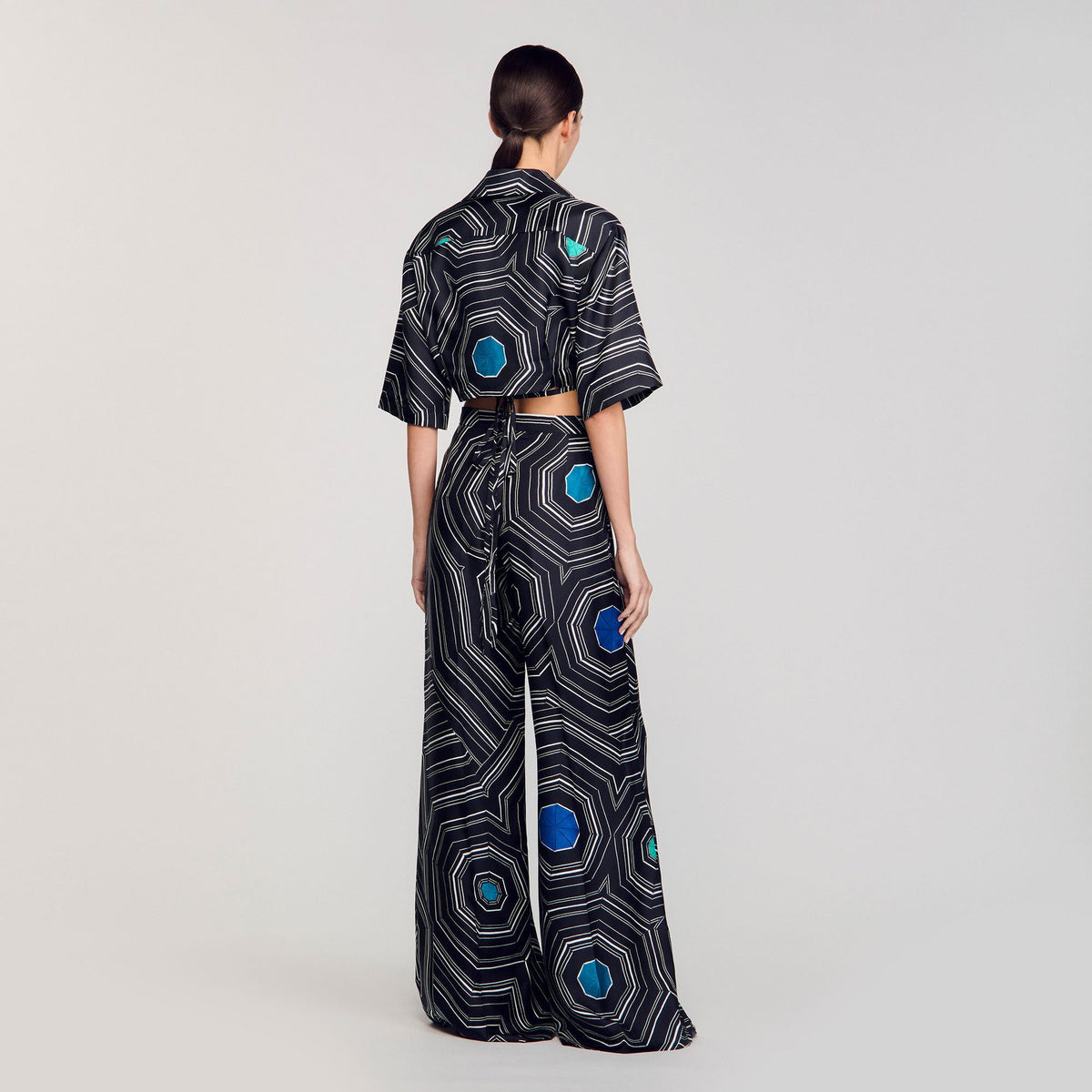 Spiral-motif silk shirt | Sandro