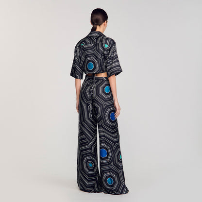 Spiral-motif silk shirt | Sandro