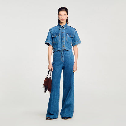 Cropped denim shirt | Sandro