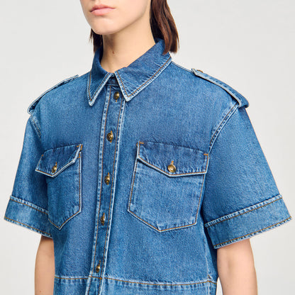 Cropped denim shirt | Sandro
