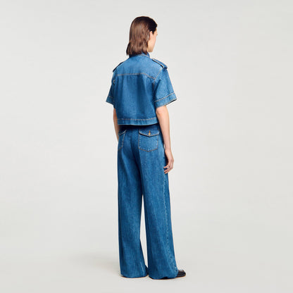 Cropped denim shirt | Sandro
