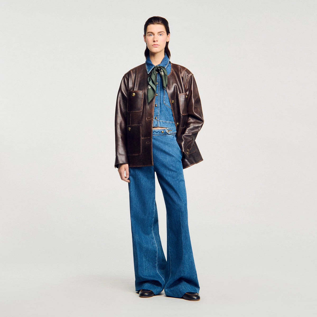 Cropped denim shirt | Sandro