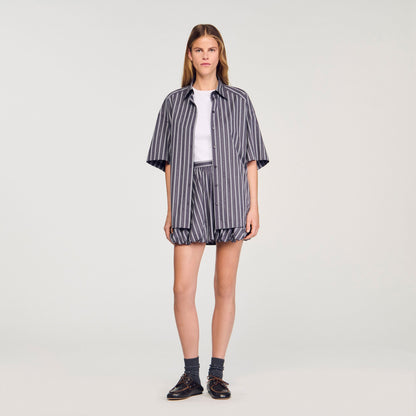 Oversized striped rhinestone shirt | Sandro