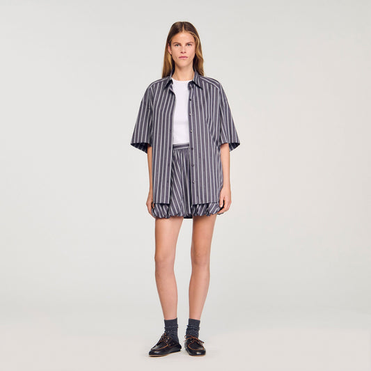 Oversized striped rhinestone shirt | Sandro