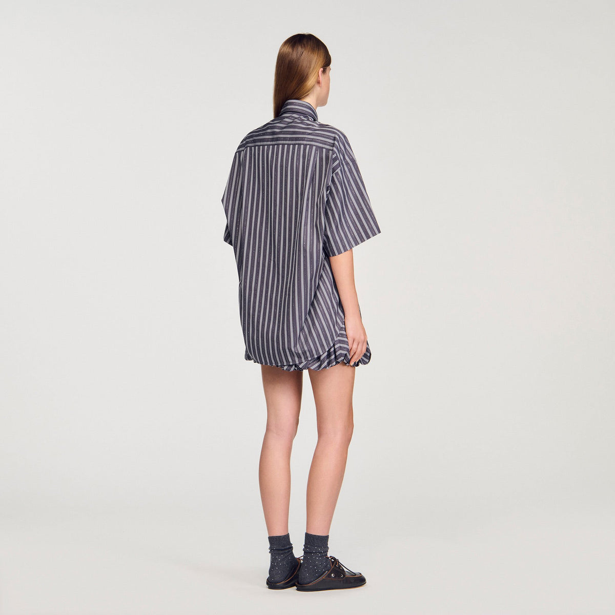 Oversized striped rhinestone shirt | Sandro