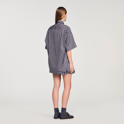 Oversized striped rhinestone shirt | Sandro