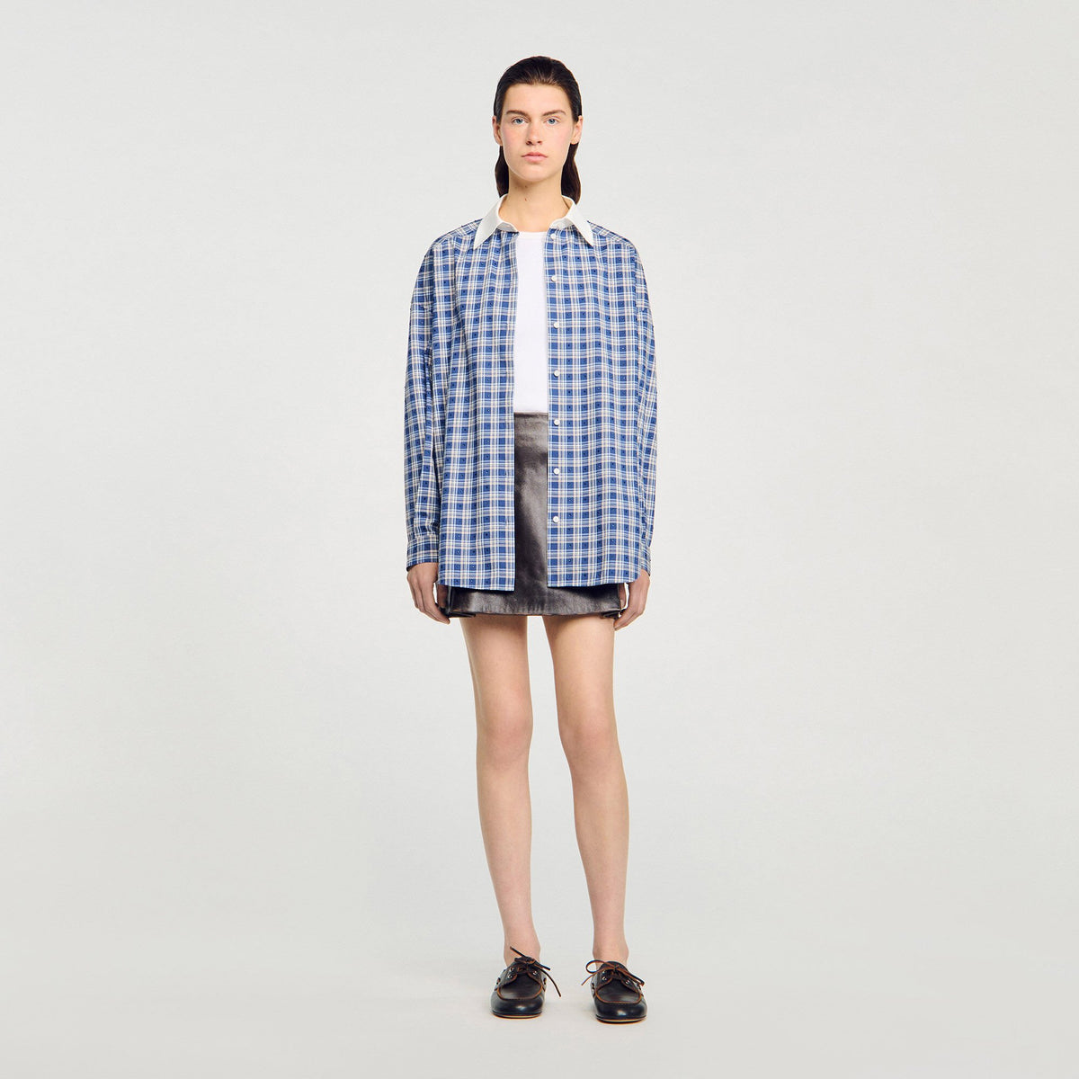 Rhinestone checkered shirt | Sandro