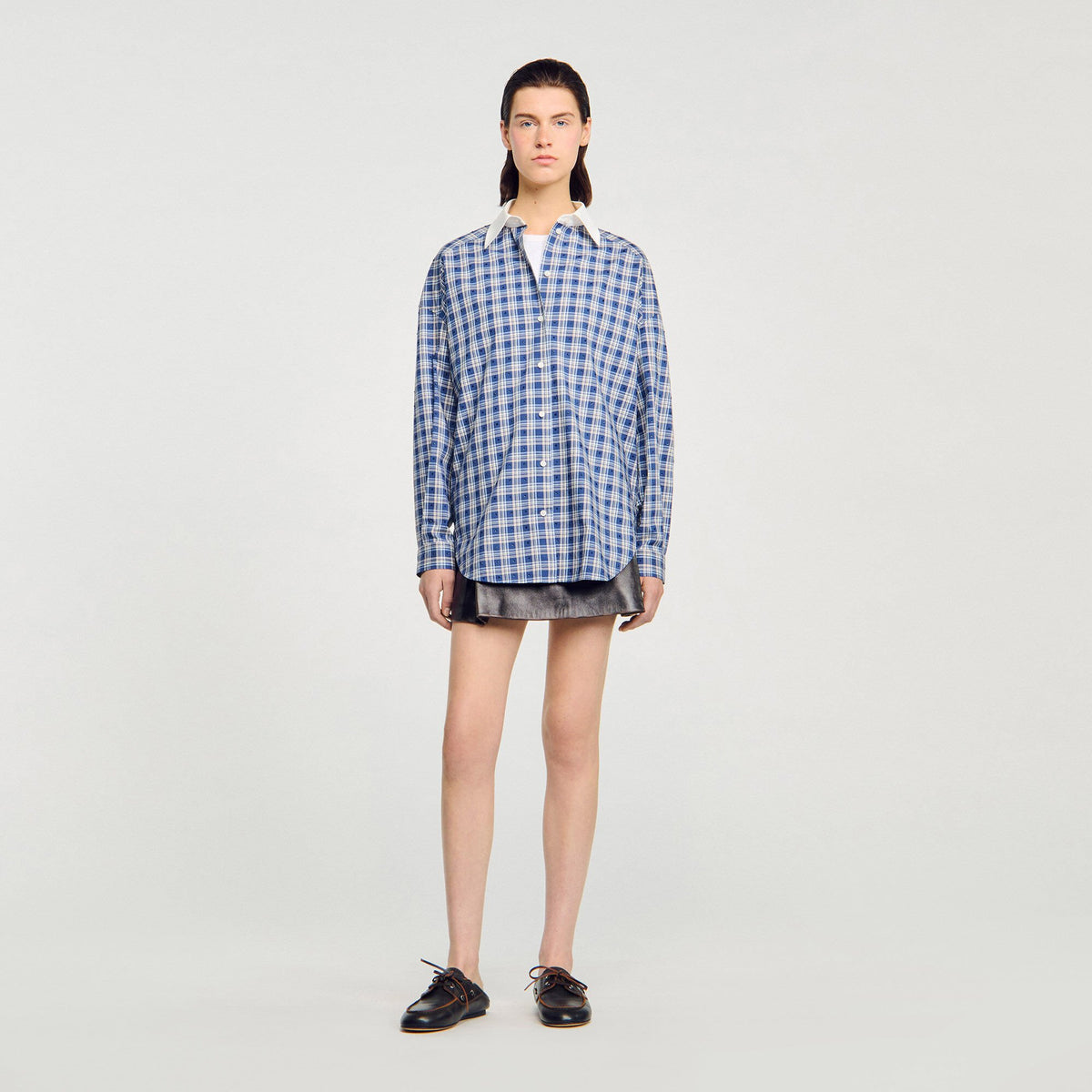 Rhinestone checkered shirt | Sandro
