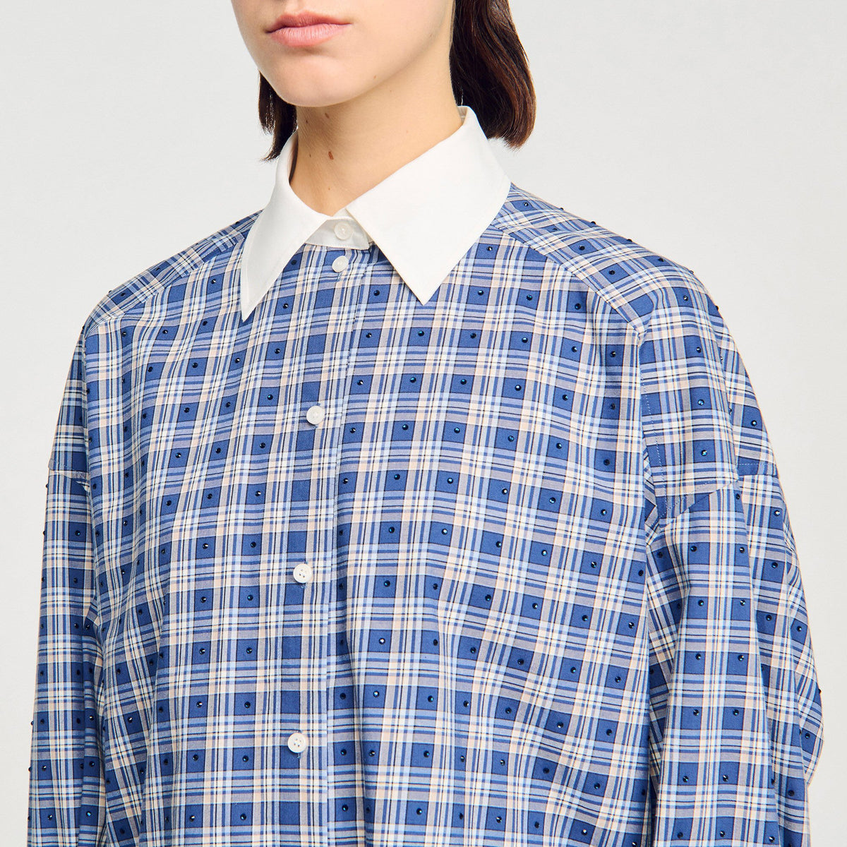 Rhinestone checkered shirt | Sandro