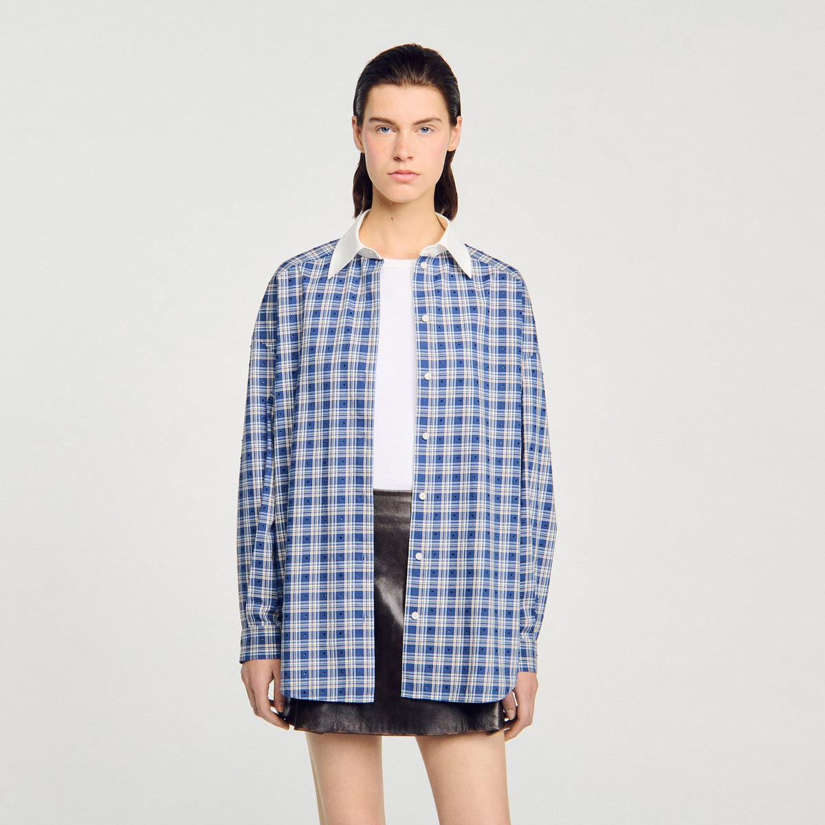 Rhinestone checkered shirt | Sandro