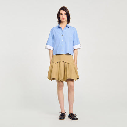 Cropped small-check shirt | Sandro