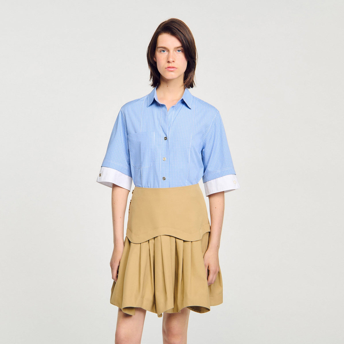 Cropped small-check shirt | Sandro