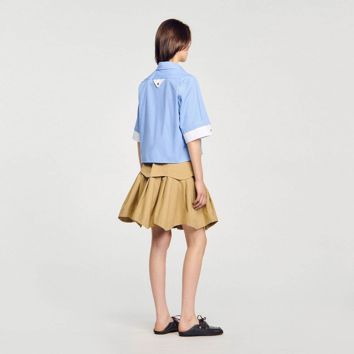 Cropped small-check shirt | Sandro