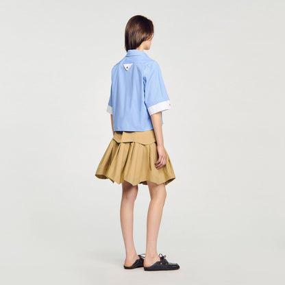 Cropped small-check shirt | Sandro
