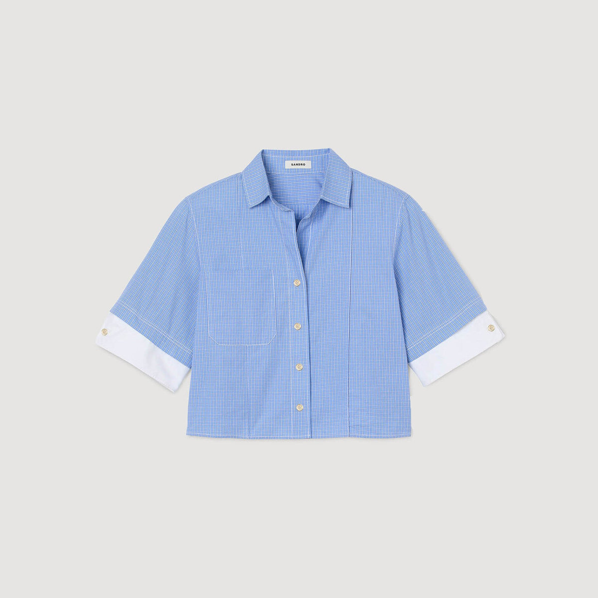 Cropped small-check shirt | Sandro