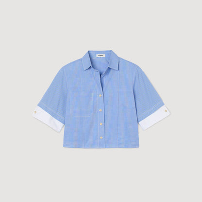 Cropped small-check shirt | Sandro