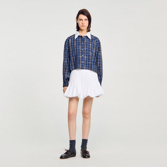 Rhinestone checkered collar shirt | Sandro
