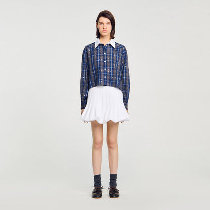 Rhinestone checkered collar shirt | Sandro