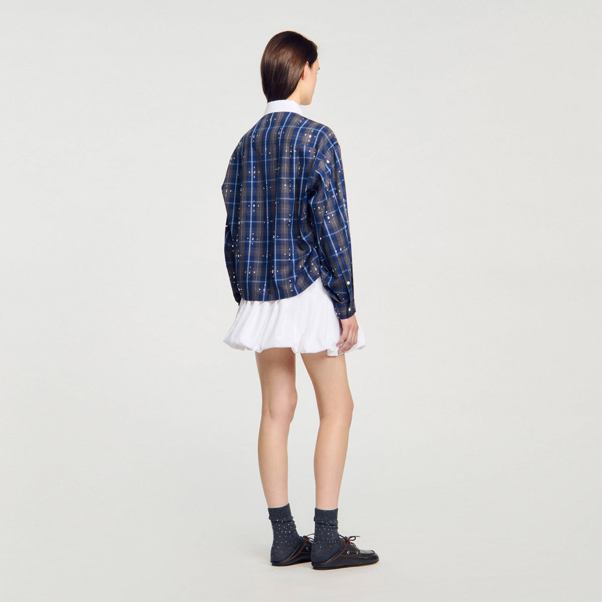 Rhinestone checkered collar shirt | Sandro