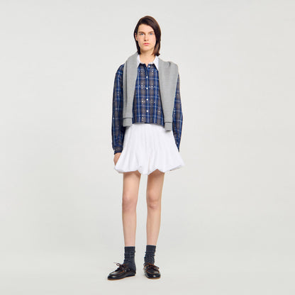 Rhinestone checkered collar shirt | Sandro