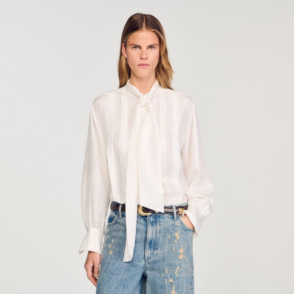 Silk lavallière shirt | Sandro
