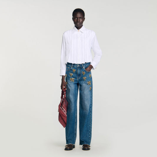 Pleated cropped shirt | Sandro