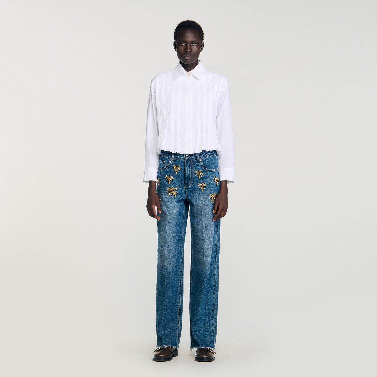 Pleated cropped shirt | Sandro