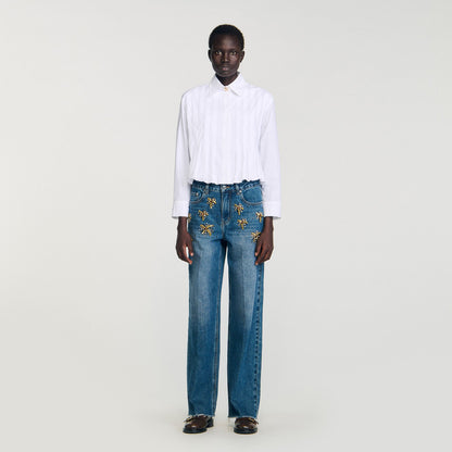 Pleated cropped shirt | Sandro