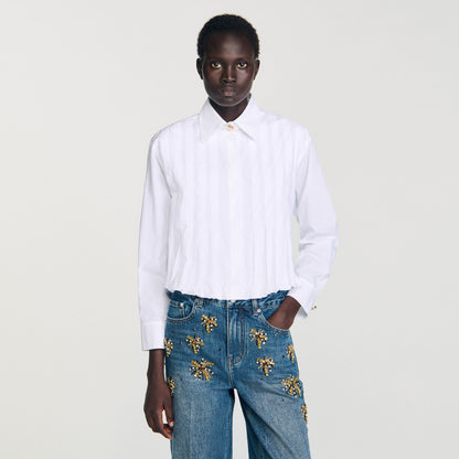Pleated cropped shirt | Sandro
