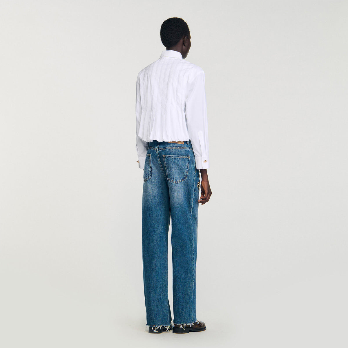 Pleated cropped shirt | Sandro
