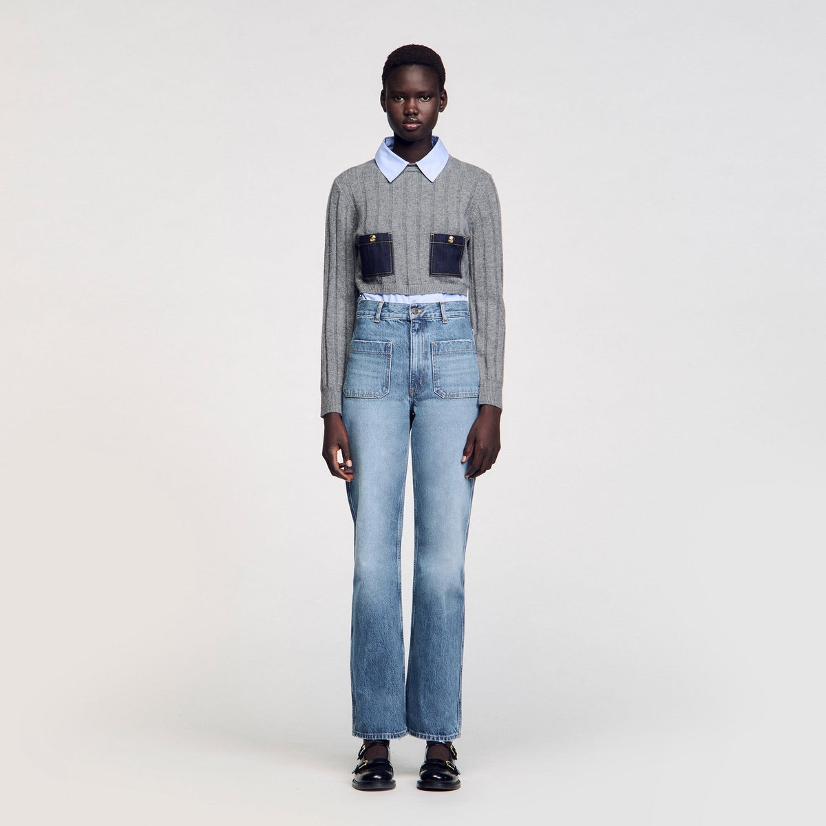 Flared faded jeans | Sandro